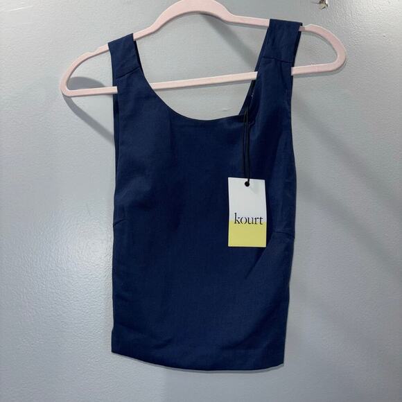 Kourt Navy Blue Sleeveless Wrap Crop Tank Top | Size XS | NWT - Picture 7 of 10